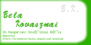 bela kovasznai business card